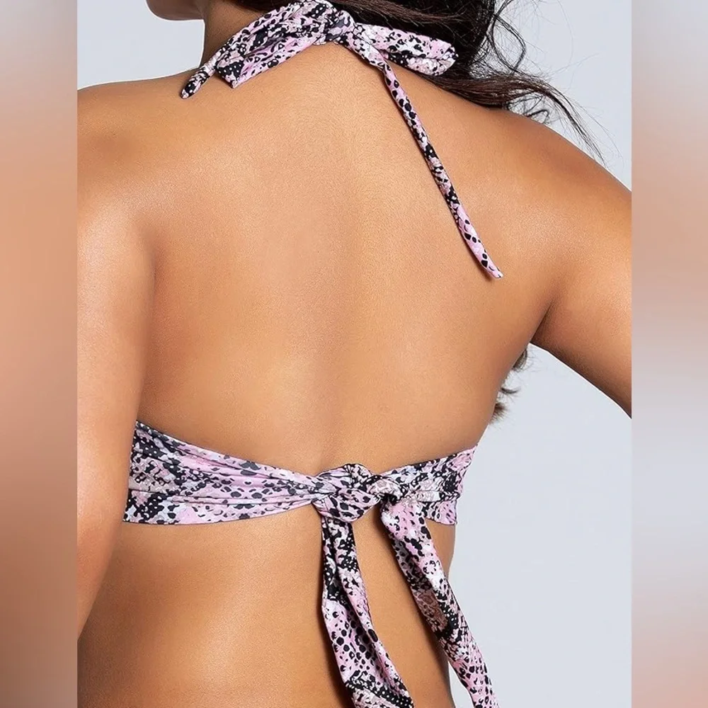Yandy Pink Black Snakeskin Onepiece Monokini Swimsuit Medium